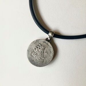 NWOT Coin Locket Necklace on Black Leather Cord